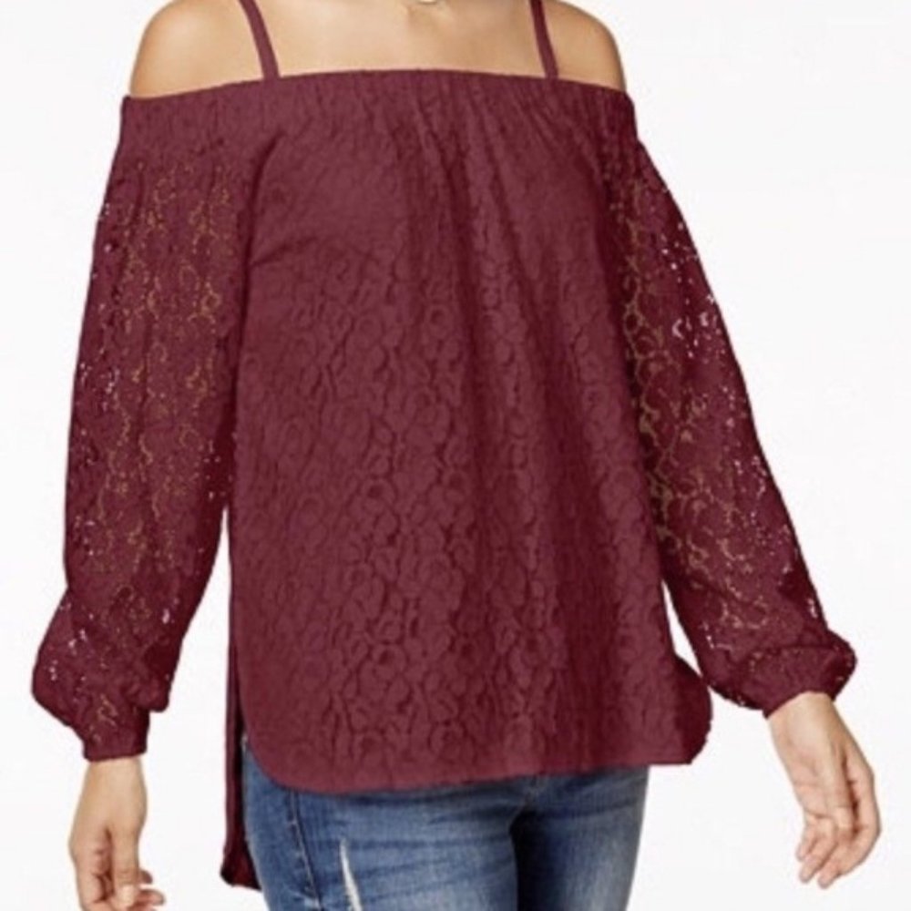 Seven Sisters | Wine Lace Off The Shoulder Top XS